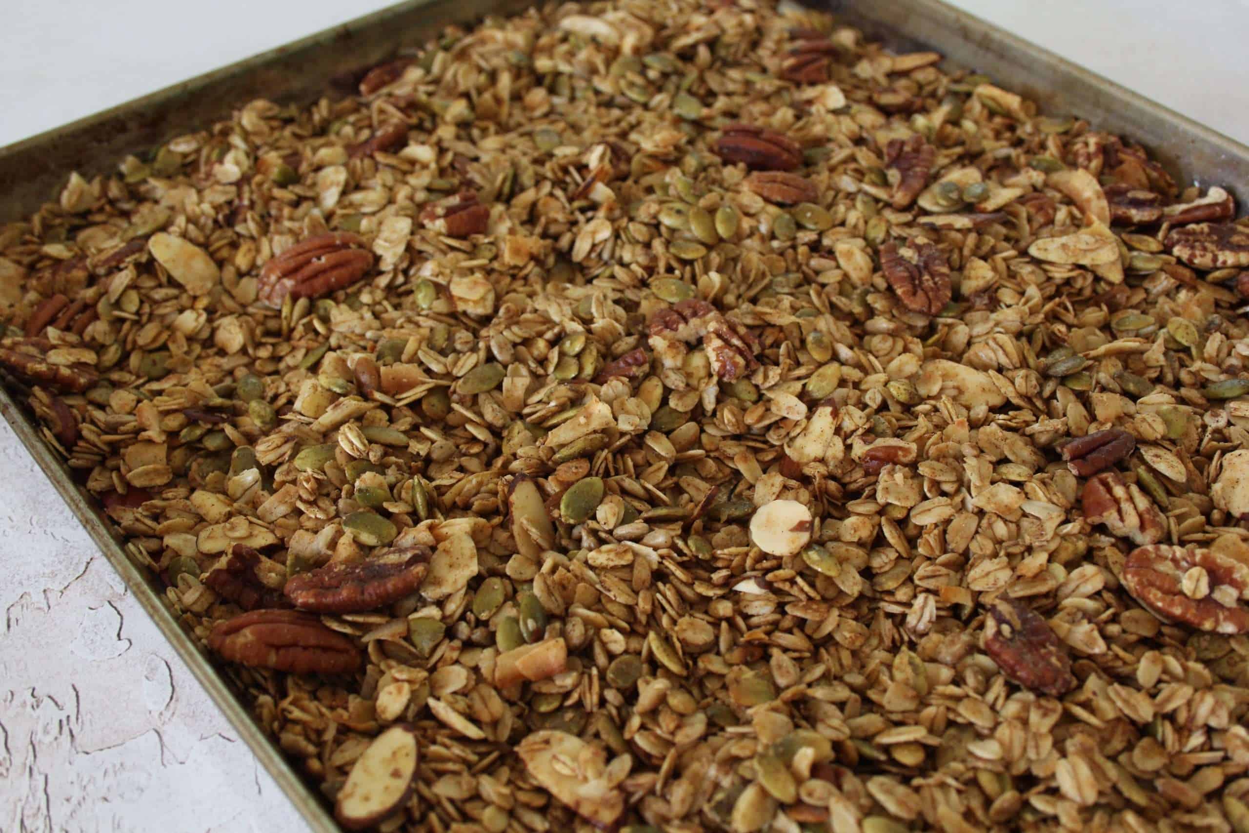 granola step 5 Baking sheet with baked granola
