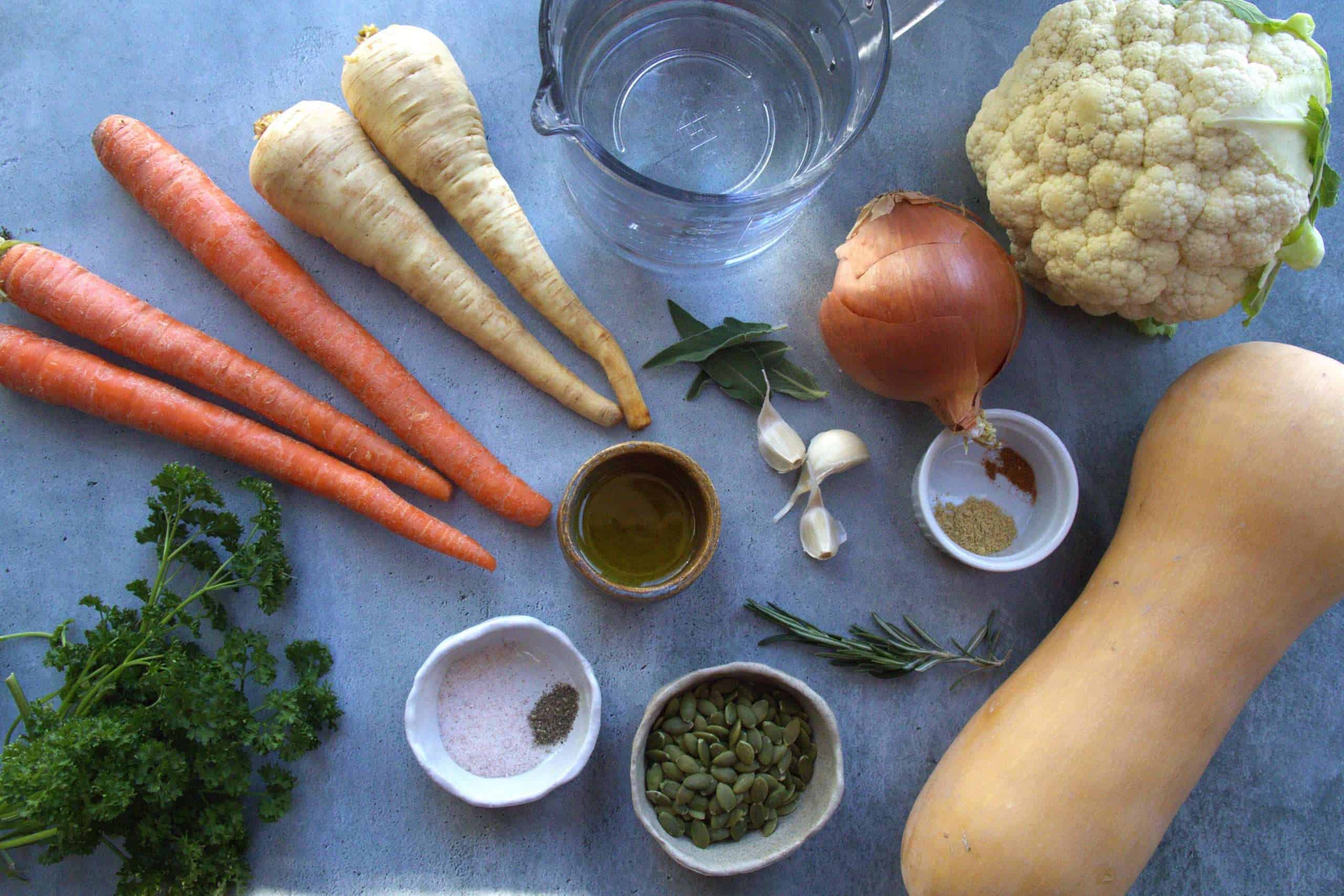 ingredients for fall vegetable soup