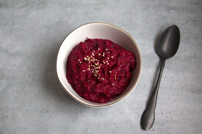 Beet Pesto with Pecans and Sesame Seeds