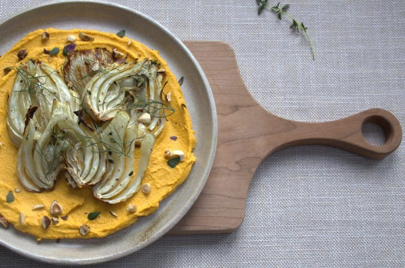 Roasted Fennel with Carrot Hummus