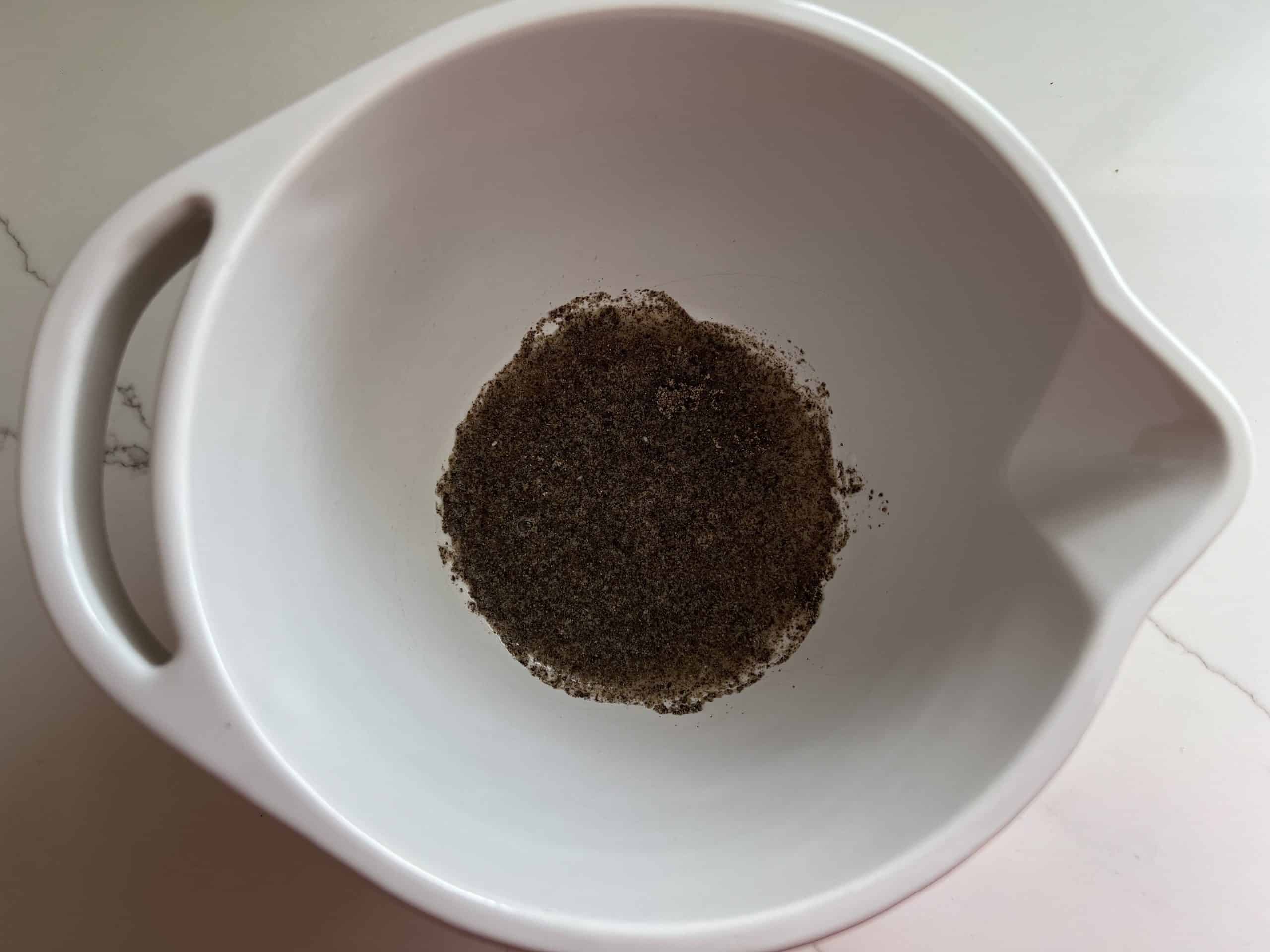 ground chia and water for vegan gluten free chocolate cookies in a bowl