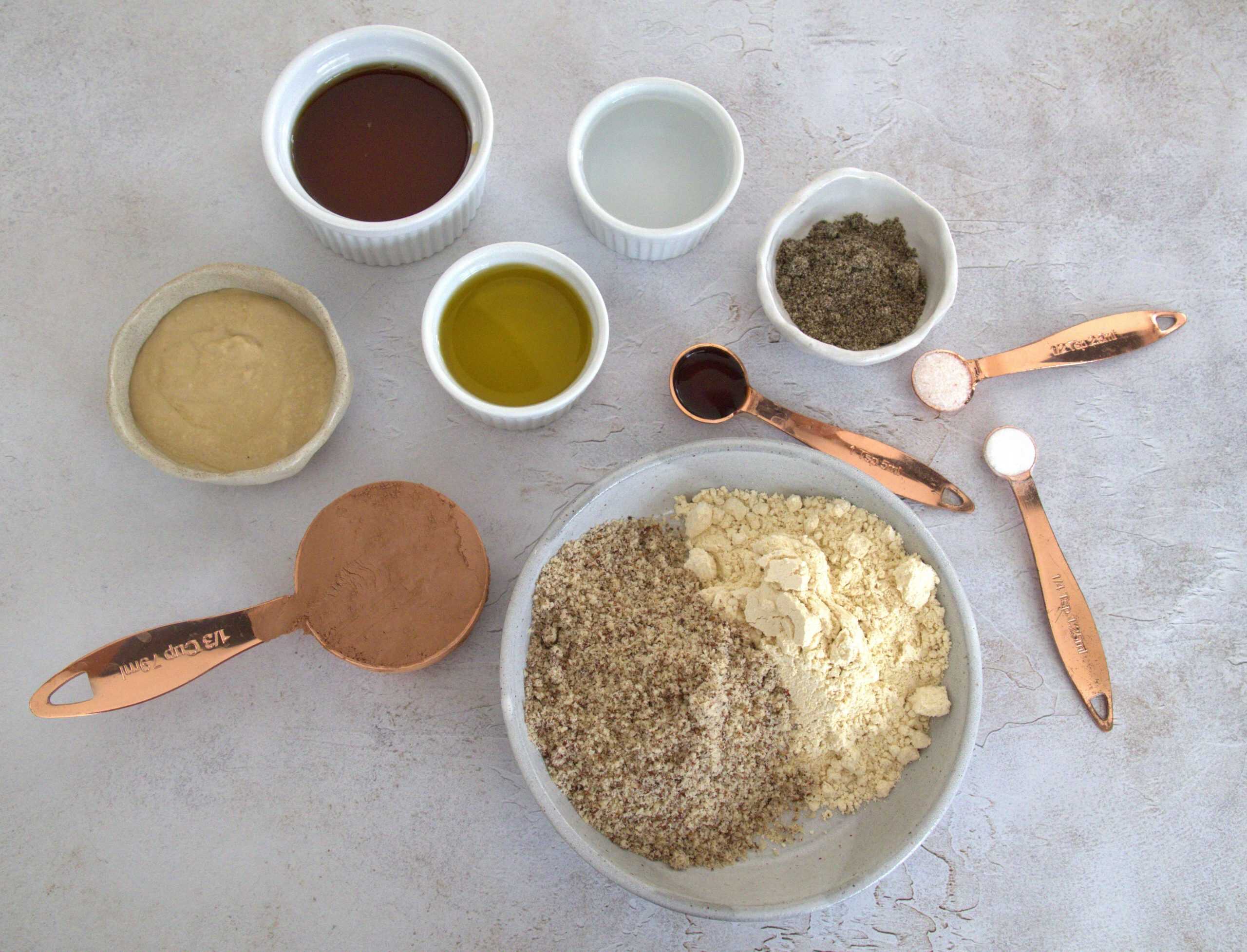 gathered ingredients for vegan gluten free chocolate cookies