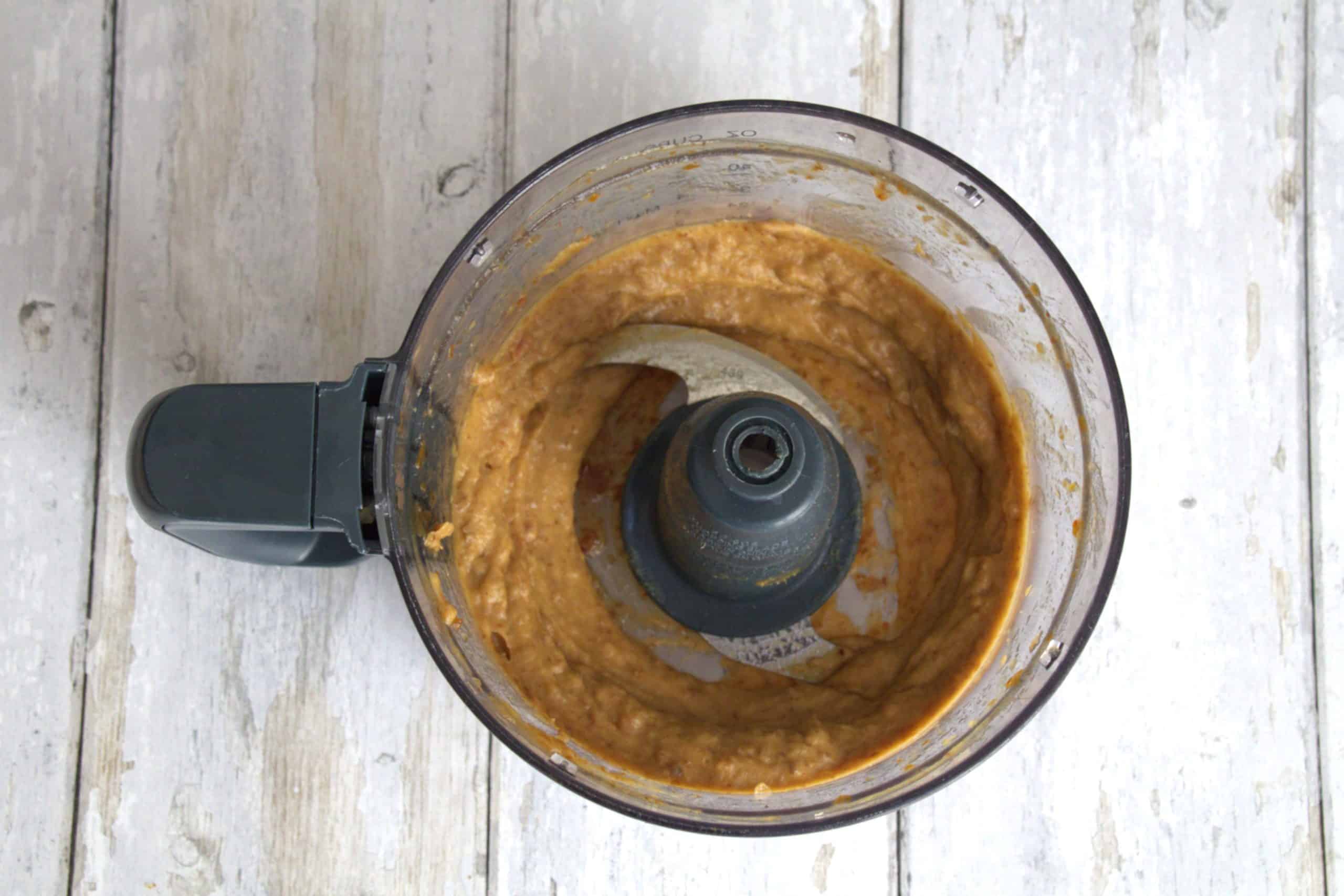 date paste displayed inside a food processor