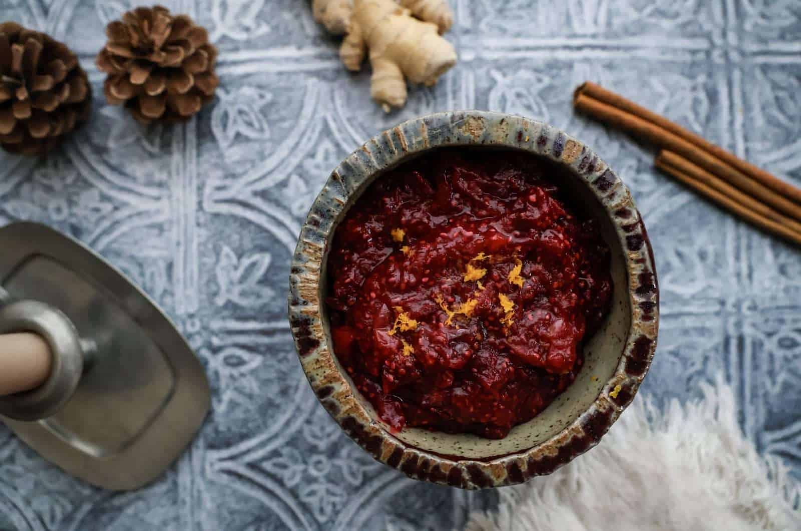 Cranberry Chia Jam with Orange and Ginger