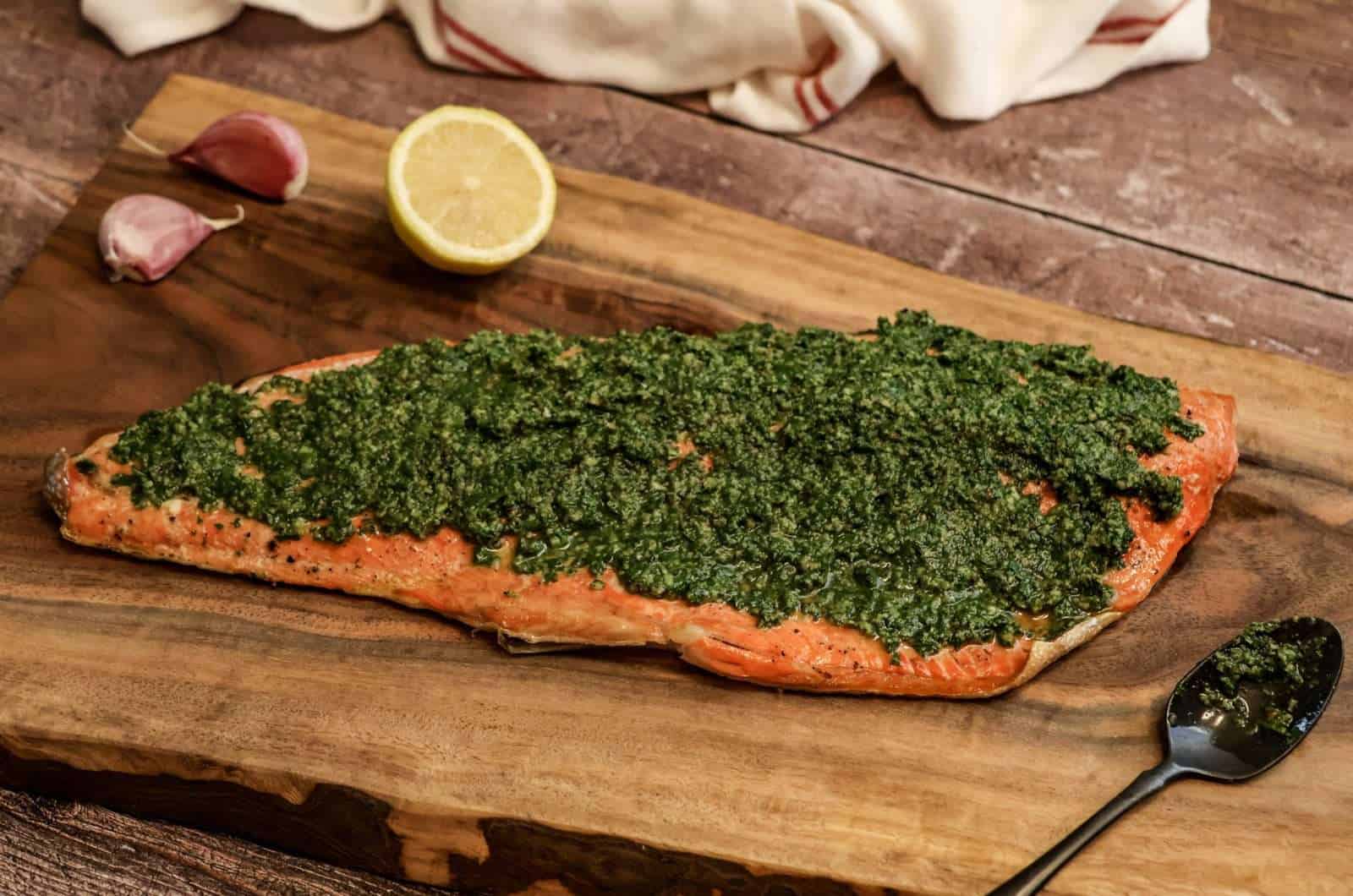 Slow-Roasted Salmon with Beet Green Gremolata