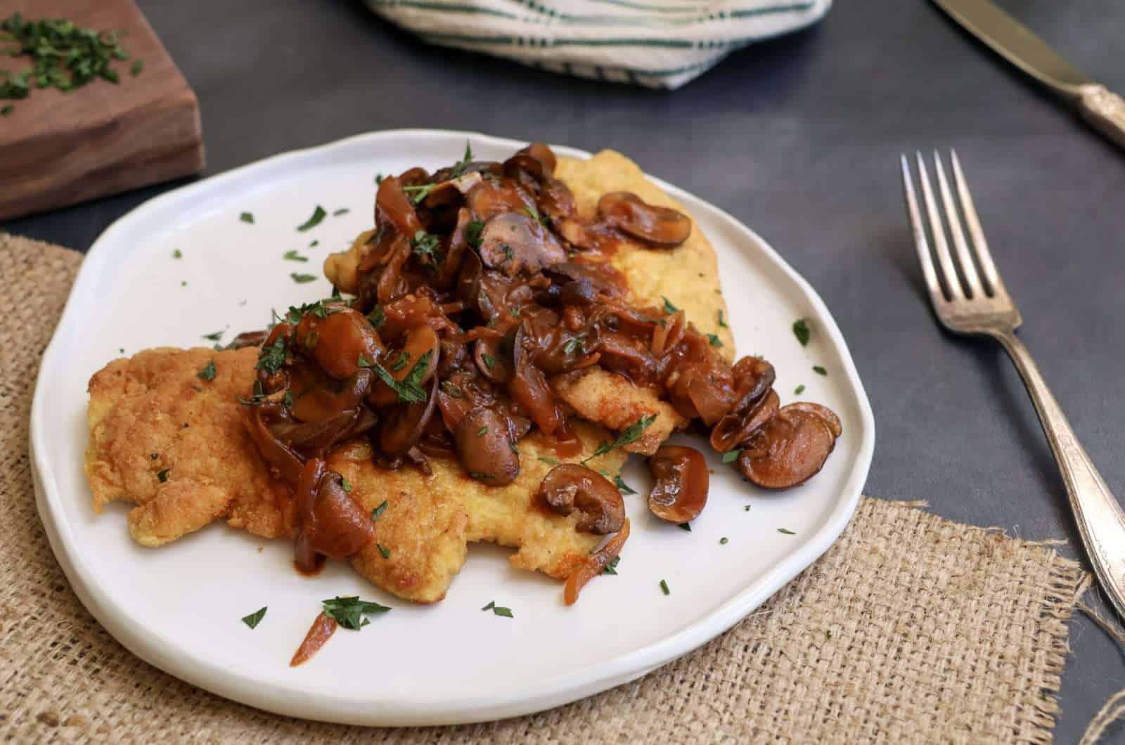 Gluten-Free Chicken Jägerschnitzel with Mushroom Sauce
