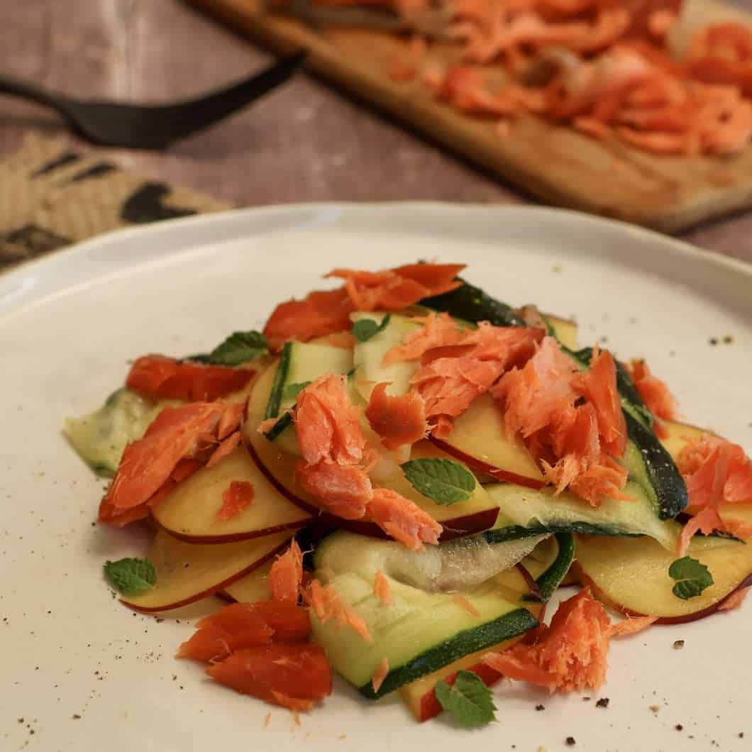 Smoked Salmon, Peach & Zucchini Salad