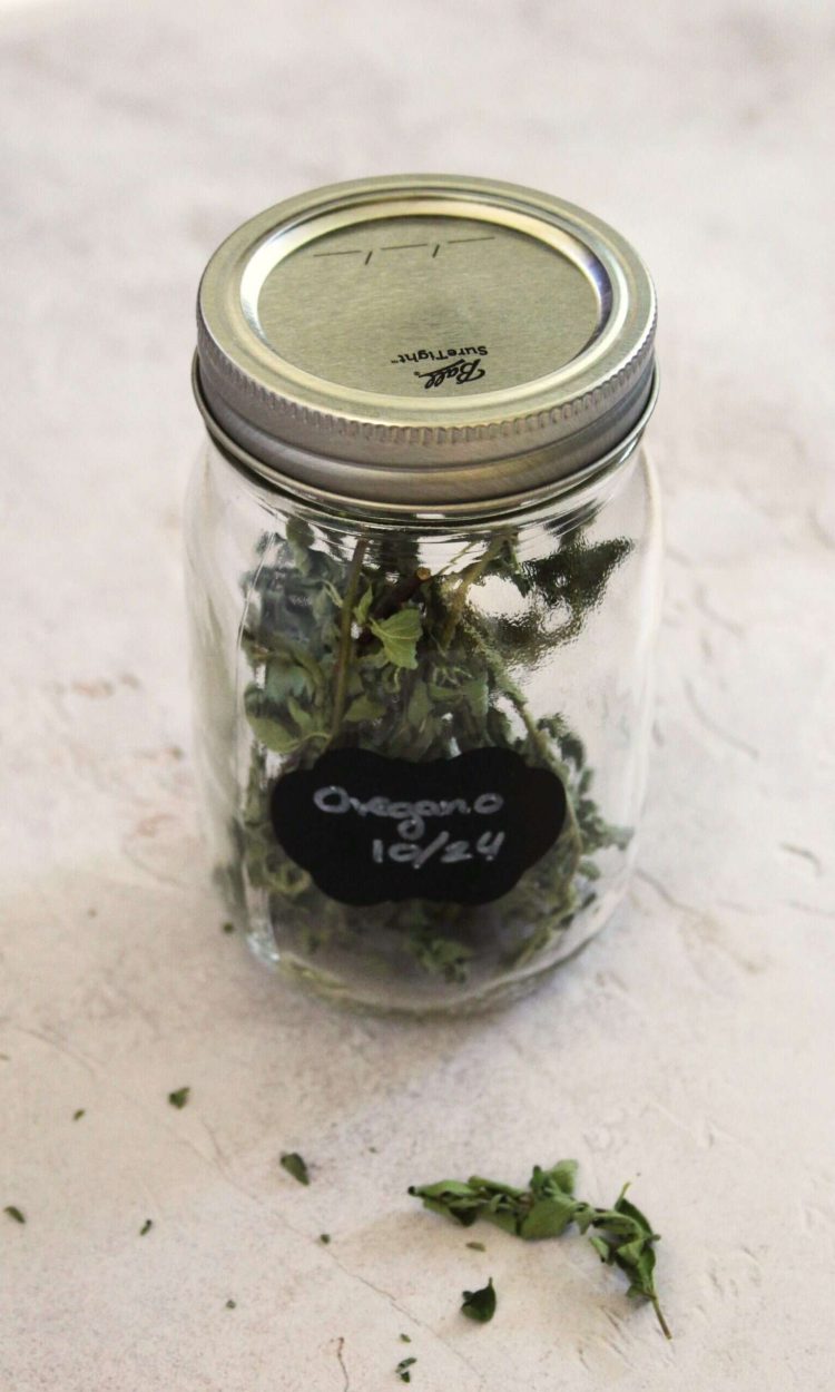 jar filled with dried herbs